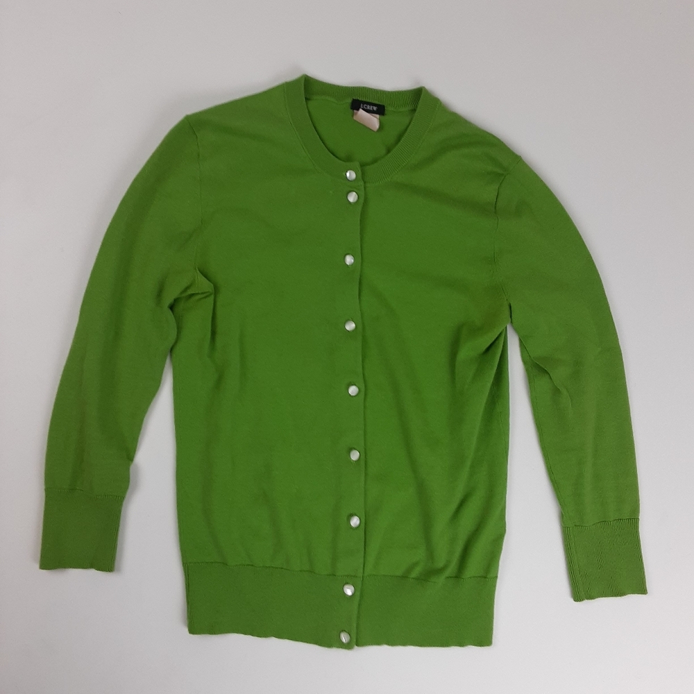 J. Crew Green 3/4 Sleeve Cardigan Sweater XS
